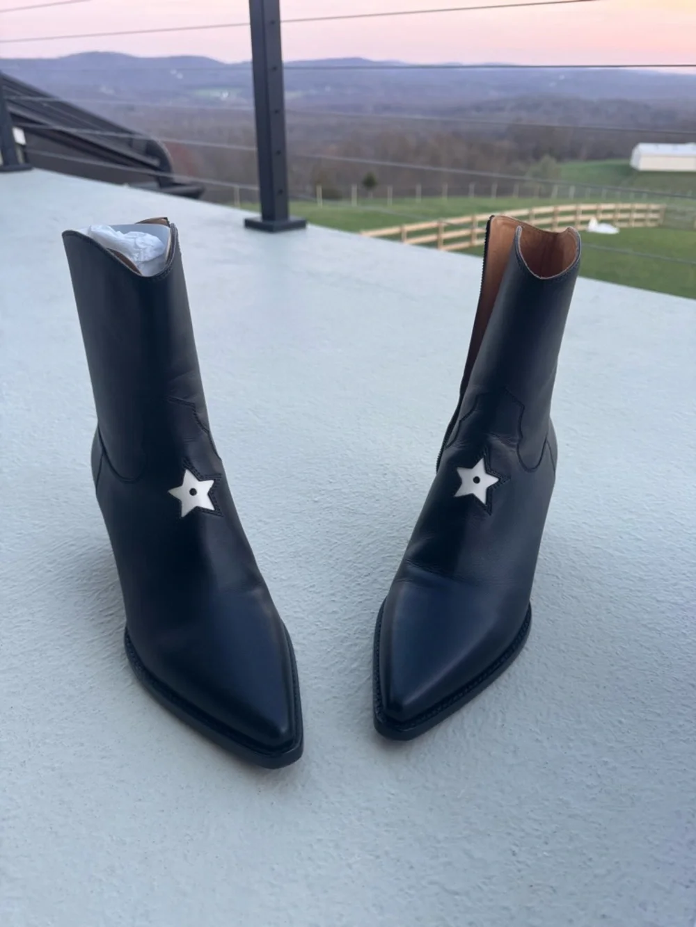 Dior Black Leather Western Ankle Boots with White Star - Picture 8 of 8